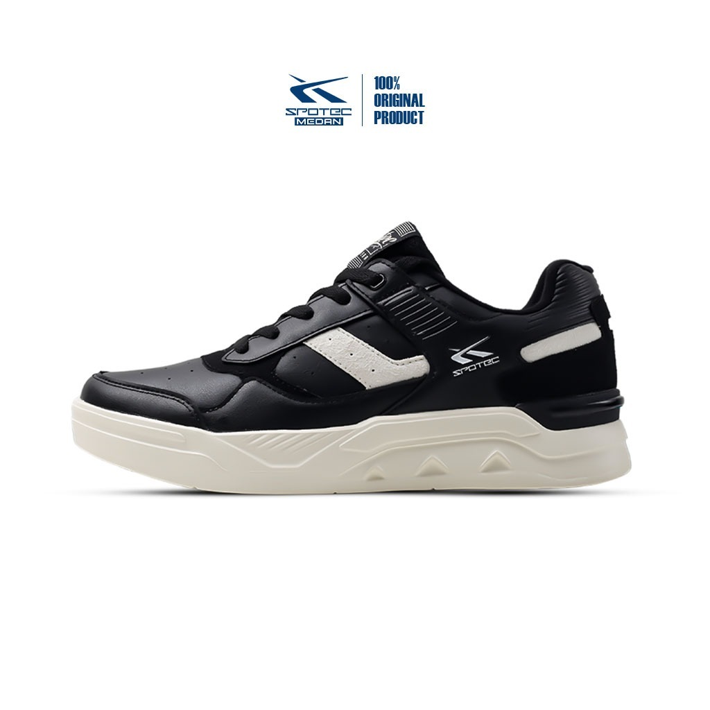 Spotec Sneakers Arena Sepatu Sneakers Pria Wanita Hitam/Putih Tulang