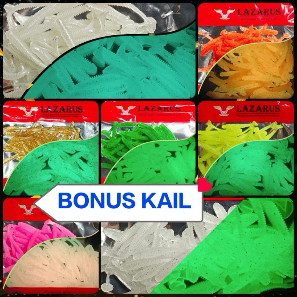 SOFTLURE UL PADDLE TAIL 5 cm  (BONUS HOOK) LAZARUS ISI 50 Pcs