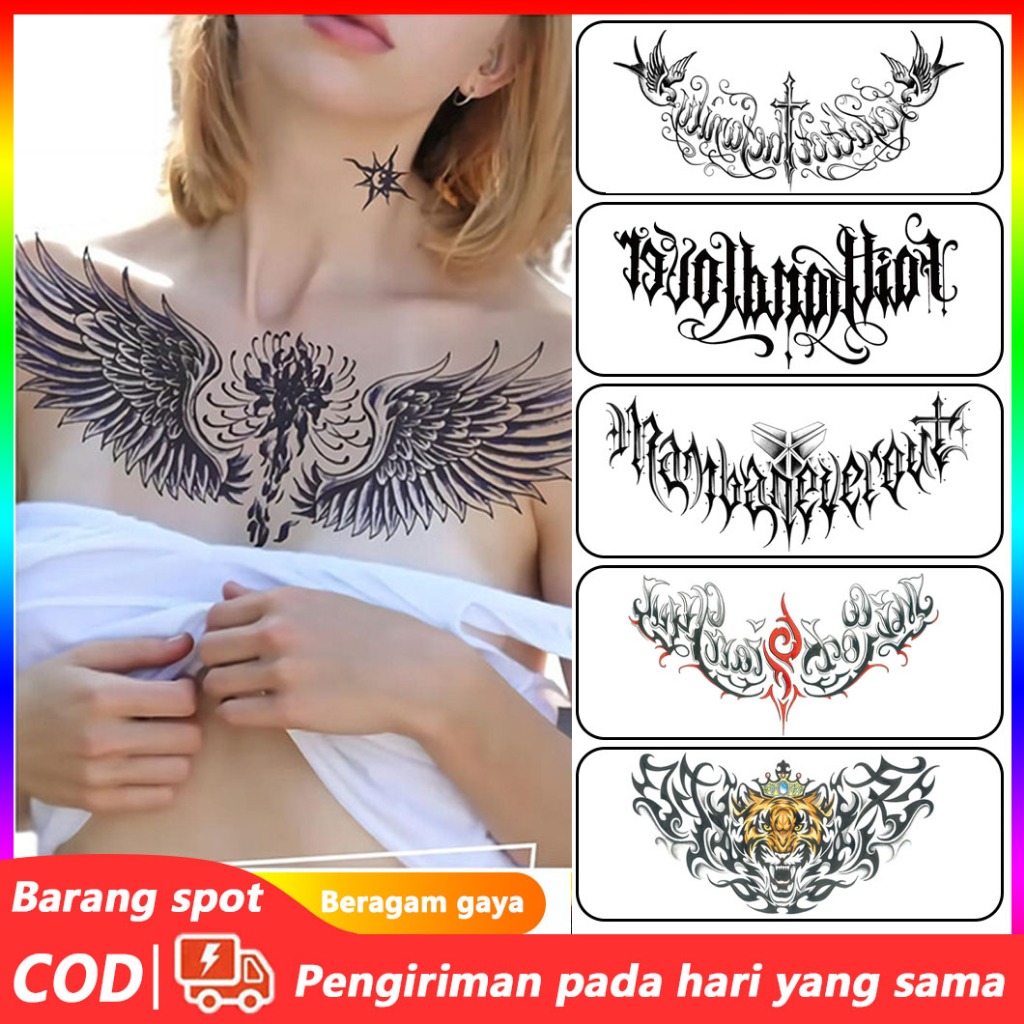 Tatto Temporer Stiker Tato Temporer Dada Punggung Temporer 30cm x 20cm Ukuran Besar Desain Polos