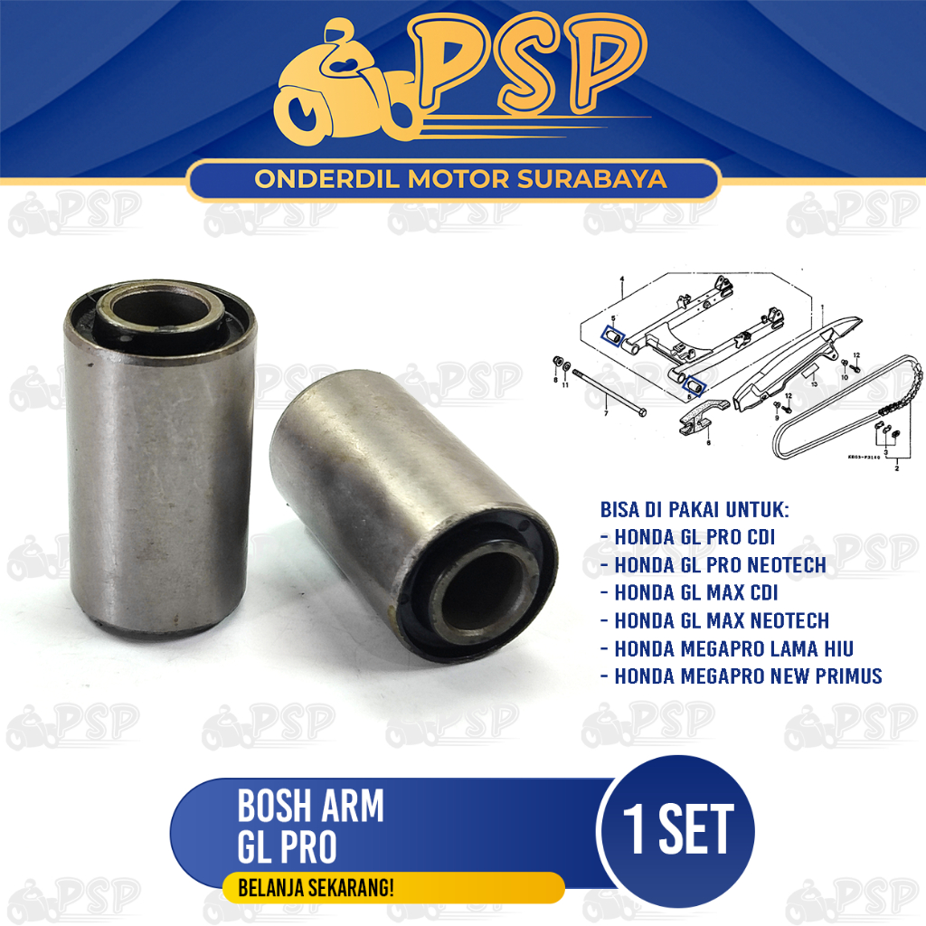 Bosh Arm GL Pro (Set Isi 2) - Bushing Fork Swing Arem Honda GL CDI GL Max Neotech Megapro Primus