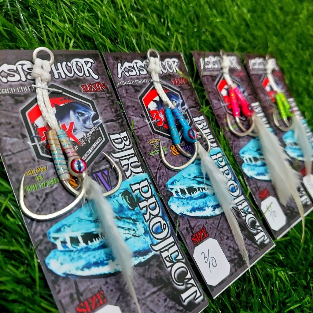 ASIST HOOK METAL JIG 1/0 S/D 5/0 BULU ANGSA GACOR UNTUK IKAN TUNA KAIL PANCING BJK
