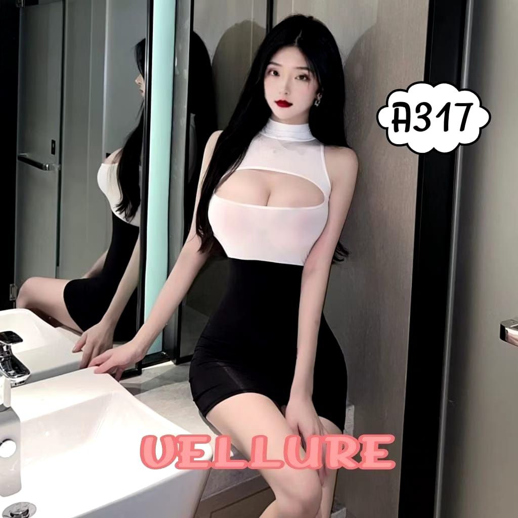 Vellure Set Lingerie + CD Kostum Gaun Sekretaris Nakal A317