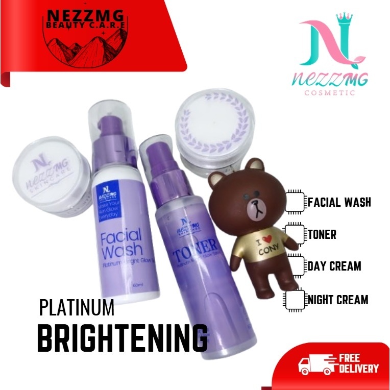 NEZZMG Skincare Platinum Regular Brightening Acne Series Mencerahkan Menghilangkan Flek Menyembuhkan