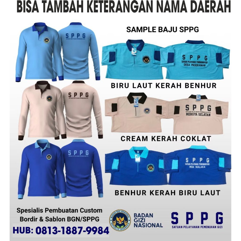 BORDIR / MINIMAL 12 PCS /KAOS POLO  SERAGAM MBG / SERAGAM SPPG