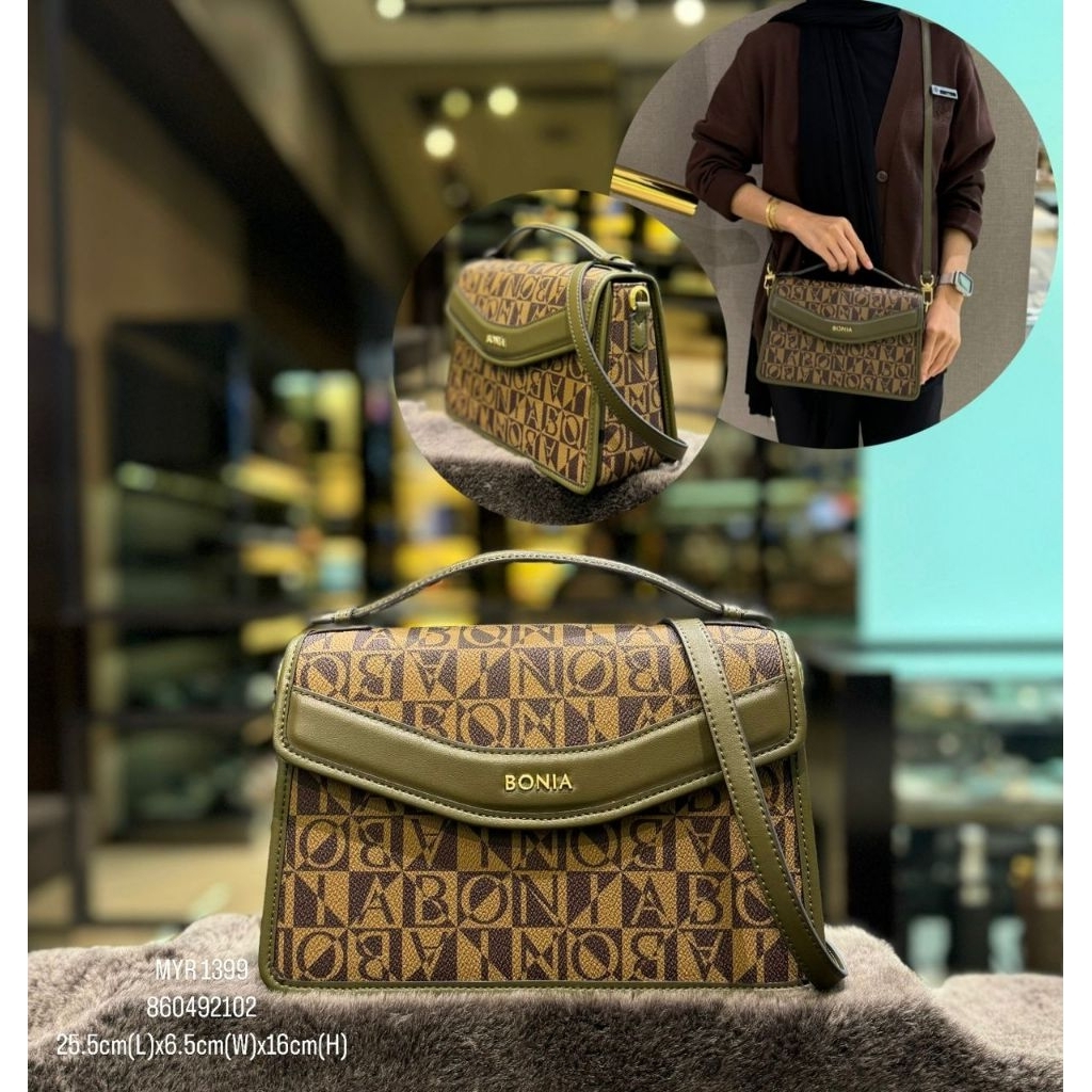 tas bonia original sling top handle metis monogram les hijau army