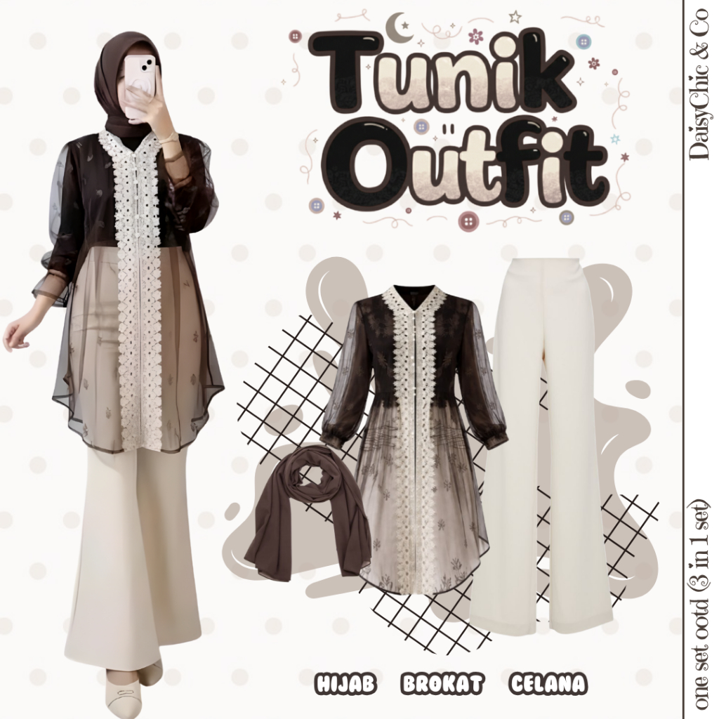 setelan 3 IN 1 SET Wanita Kondangan Kekinian (Brokat, Celana, Hijab) One Set Kondangan/Hari Raya - D