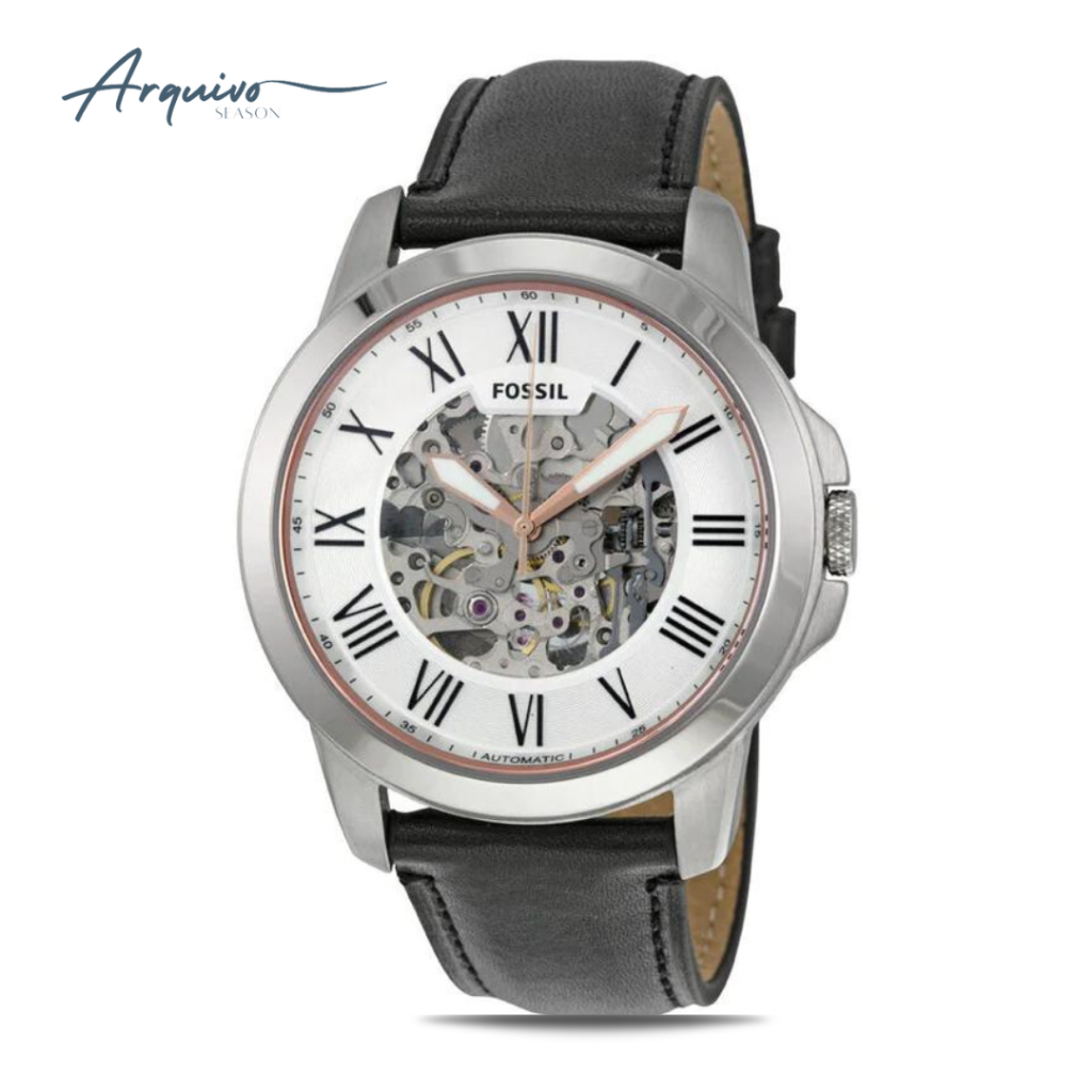 Jam Tangan Fossil Pria Grant Automatic Kulit Black Casual Original ME3101