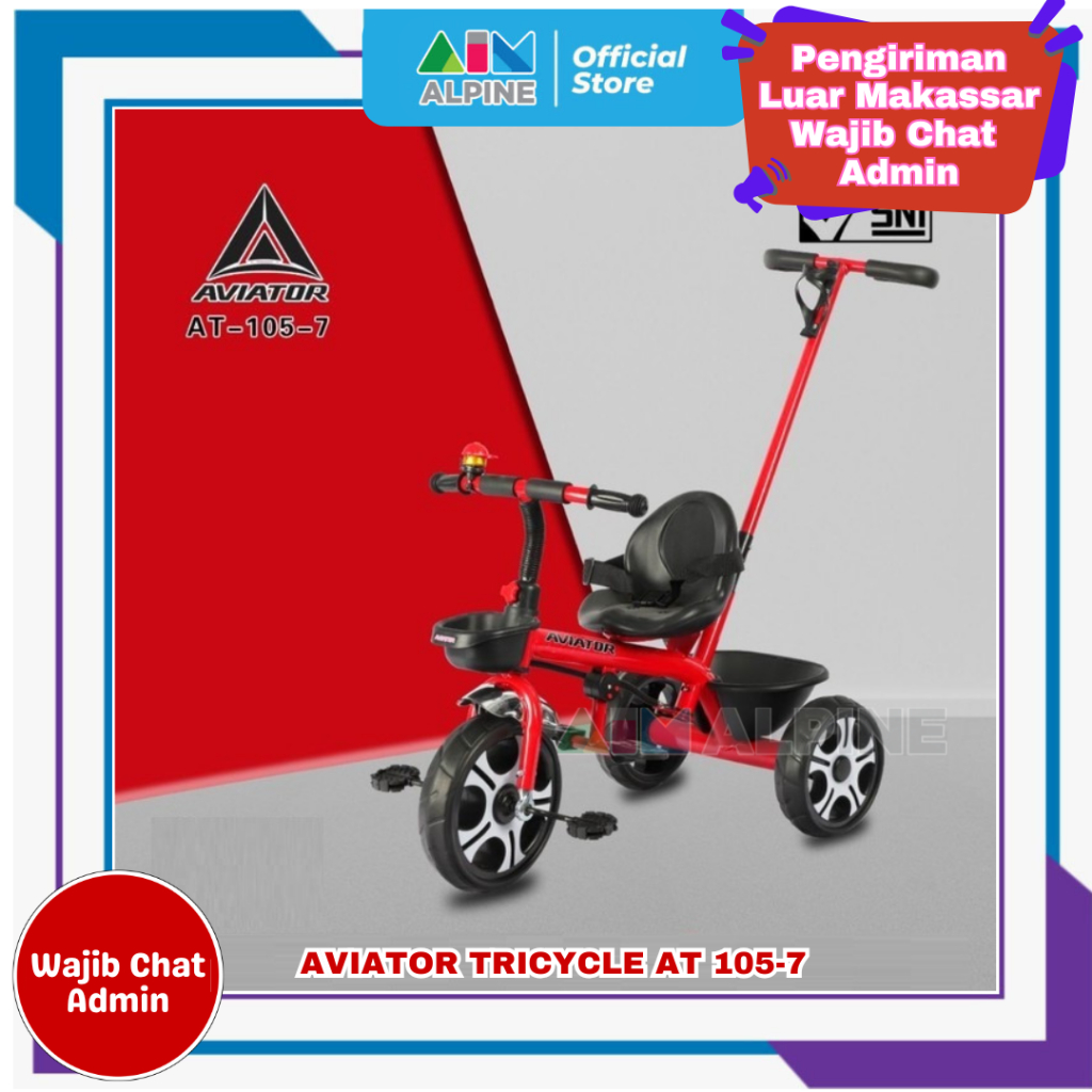 AVIATOR Sepeda Roda Tiga Tricycle Stir AT-105-7 untuk 1-3 tahun