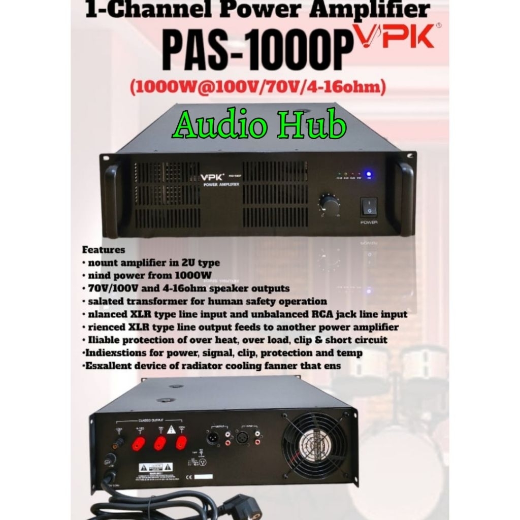 VPK PAS 1000P Original Power Amplifier High Impedance 70/ 100v 1000 Watt Original Garansi  Resmi