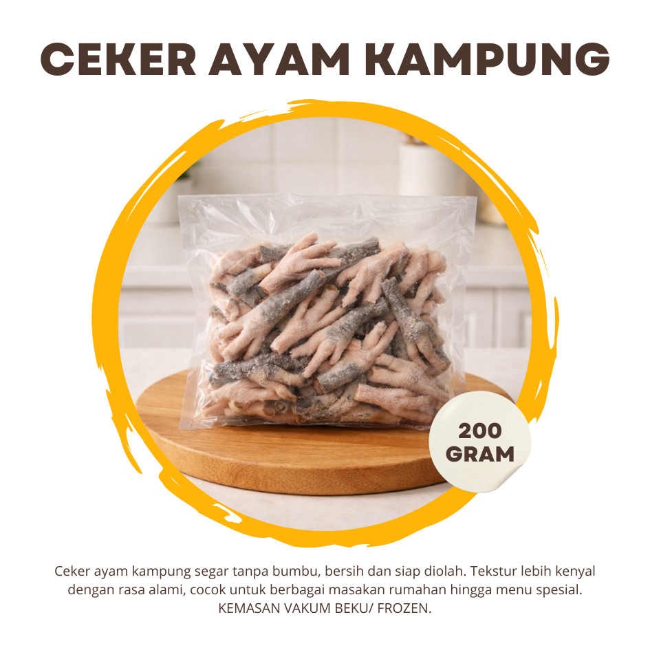Kaki Ayam Kampung Khusus Bandung/ Ceker Ayam Segar 200 Gram Vakum Beku Frozen
