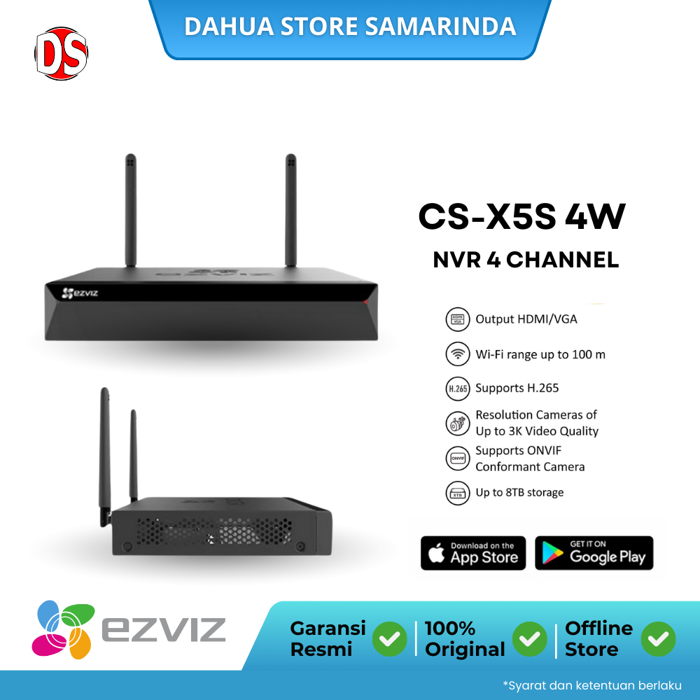 EZVIZ X5S 4W NVR 4 Channel Smart Home Security Recorder - NVR 4ch