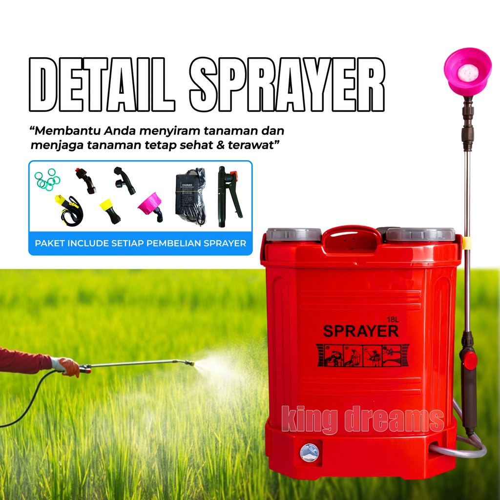 Sprayer 18L Manual & Elektrik Alat Semprot Pertanian Backpack Sprayer Penyemprot Hama Tanaman Kebun 