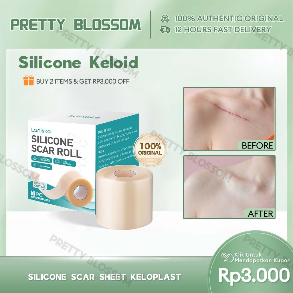 Laniska Silicone Keloid 1 Roll {4*150cm} Silicone Scar Sheet Keloplast Silicone Keloid Penghilang Pe