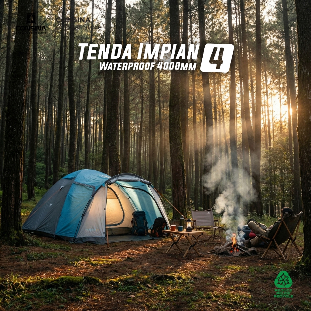 Consina Impian 4 Tenda Dome Outdoor Gunung Camping Kapasitas 3-4Orang