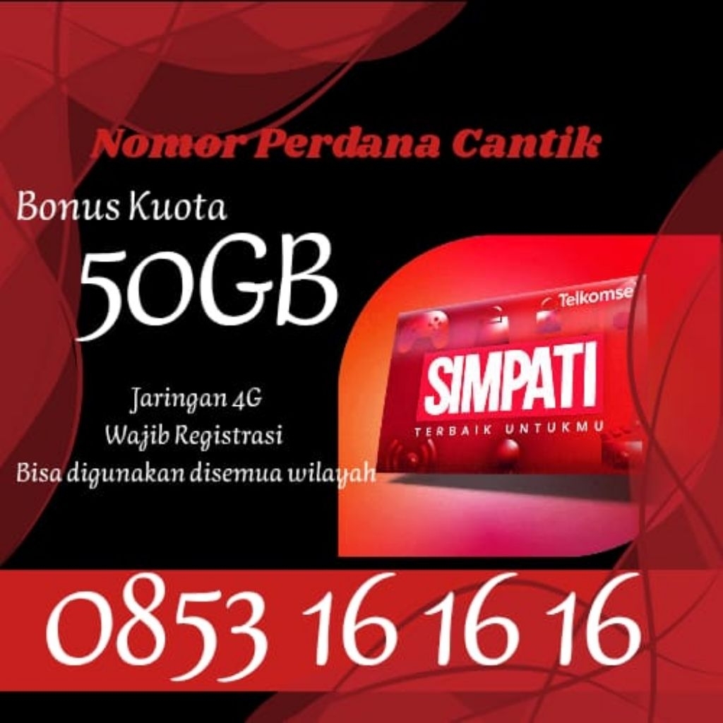 Kartu perdana Telkomsel Nomor cantik 10digit,bisa request EXP jangka panjang free kuota hingga 50gb