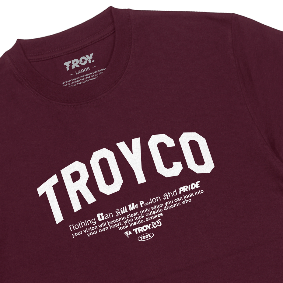 Troy Company Tshirt Maroon Type Mix - Kaos Lengan Pendek Kaos Merah Maroon MTD 2815