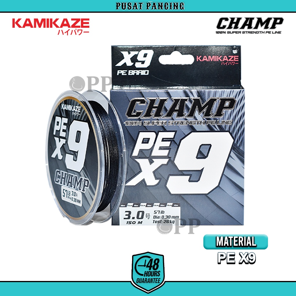 Senar PE KAMIKAZE CHAMP X9 150Meter Black SIC Technology X9 Braide 100% Senar Pancing Smooth