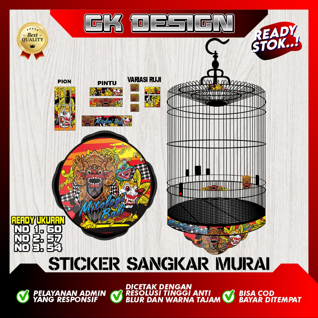 STIKER DECAL SANGKAR BURUNG MURAI BATU | Stiker Sangkar Murai Bulat | Stiker Tebok Burung GK 03