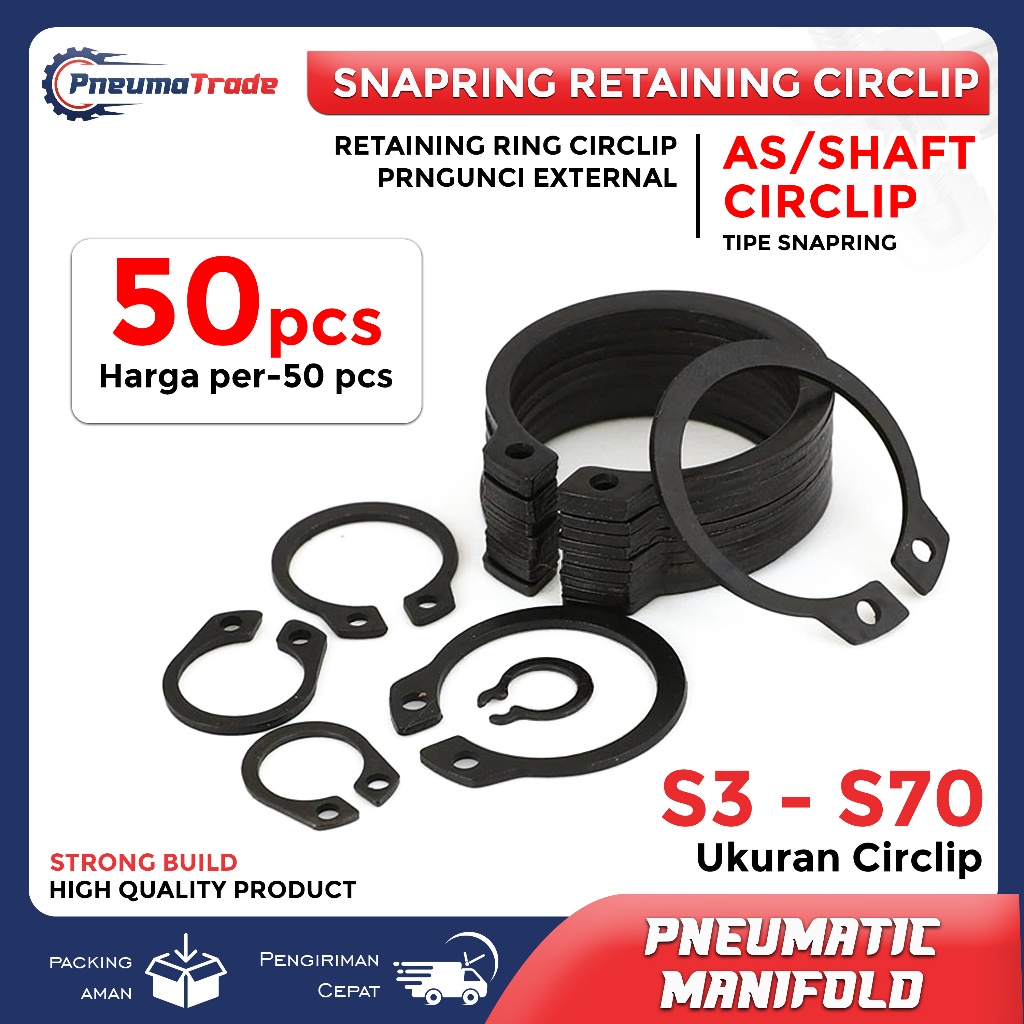 Snap Ring Circlip Klip Pengunci External Retaining Type S Tersedia S 50 52 55 60 68 70