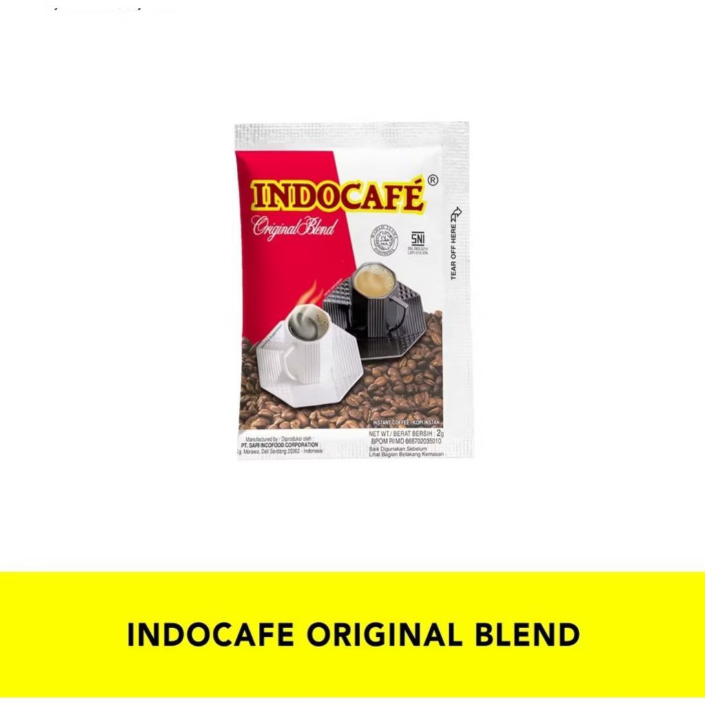 Indocafe Original Blend Kopi Hitam Tanpa Ampas Sachet, 1 Renteng isi 10 Pcs
