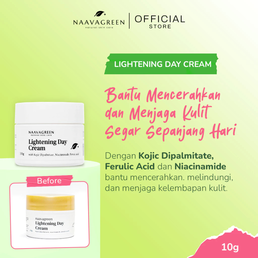 NAAVAGREEN Lightening Day Cream - Mencerahkan dan melembabkan