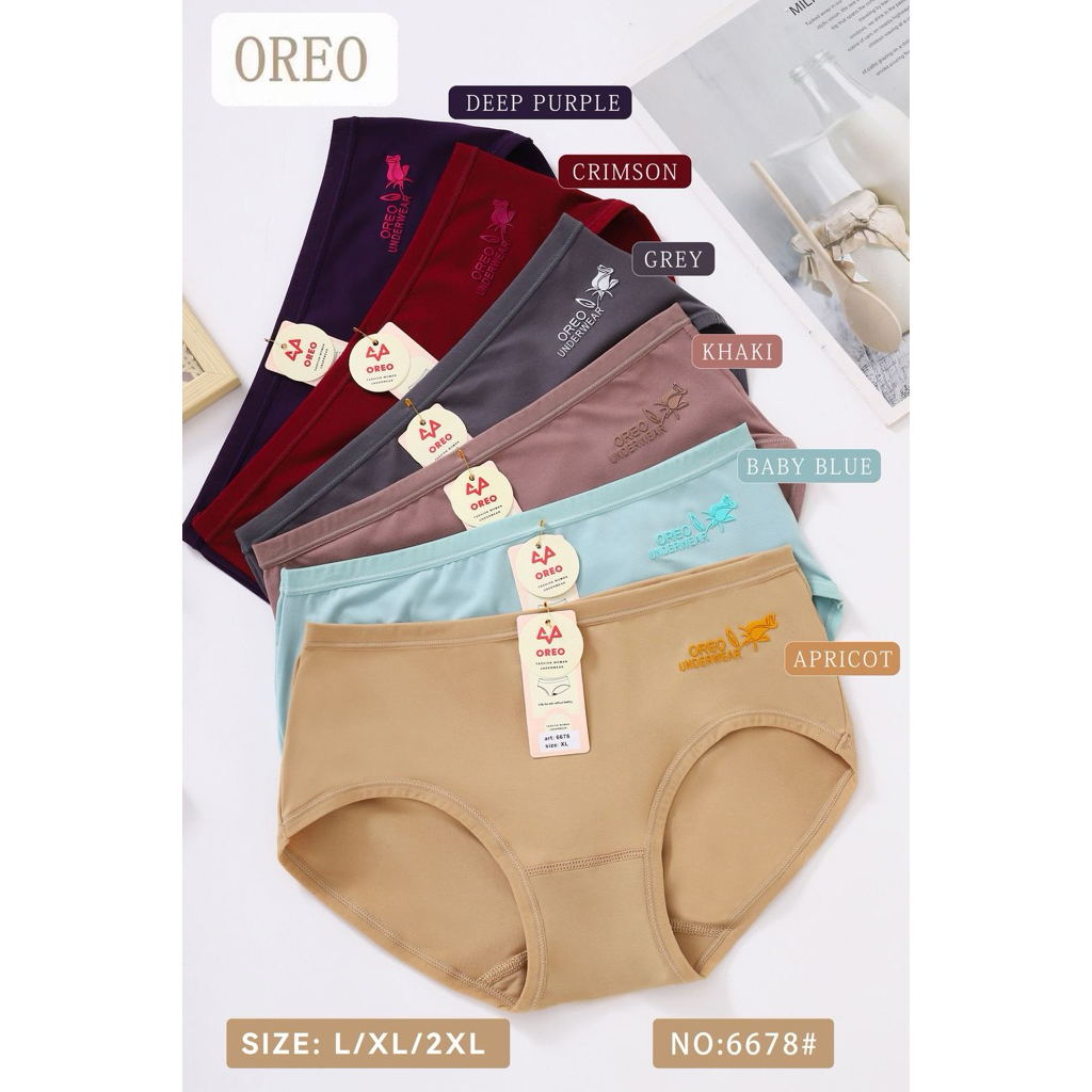 (12 Pcs) Celana Dalam Wanita Oreo 6678 CD Katun Perempuan Super Soft