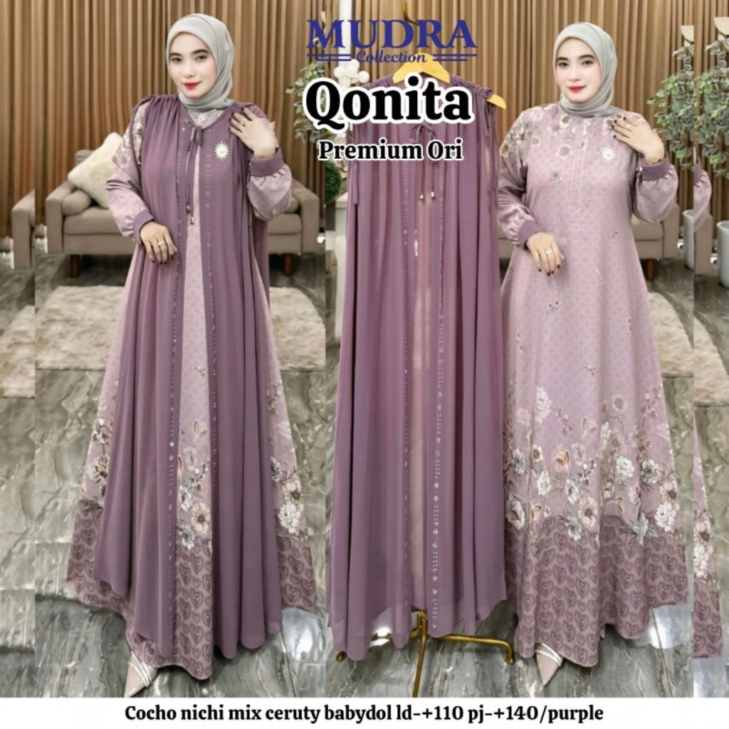 QONITA DRESS BY MUDRA DRESS WANITA DRESS BAGUS GAMIS LEBARAN GAMIS MEWAH BAJU WANITA BAJU KONDANGAN 
