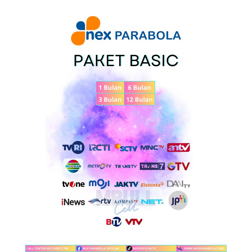 PAKET BASIC Nex Parabola Mengaktifkan TV Nasional  Trans TV & MNC Group (RCTI, MNCTV, GTV, INEWS) SC