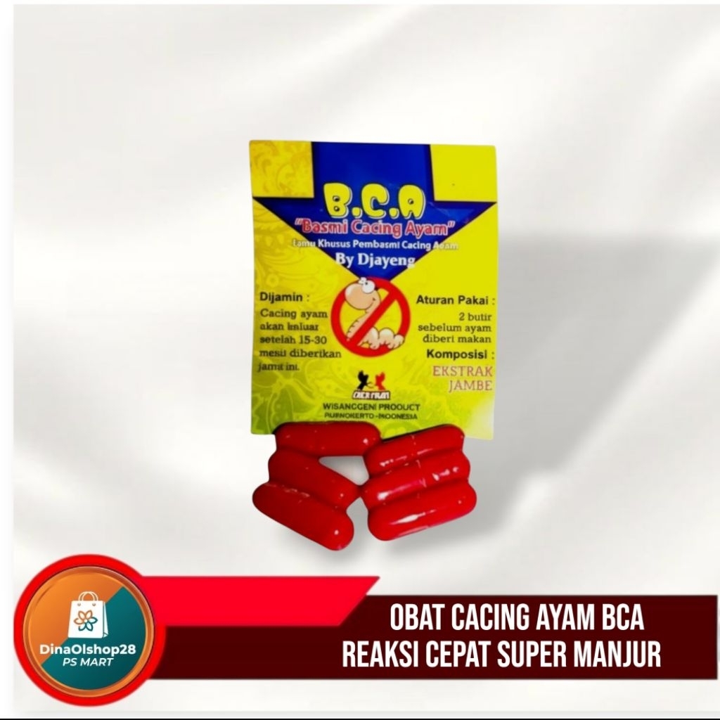 BCA Basmi Cacing Ayam Obat Cacing Ampuh Kapsul Herbal Jamu Ayam Jago Super Cepat Tuntas Dalam 30 Men