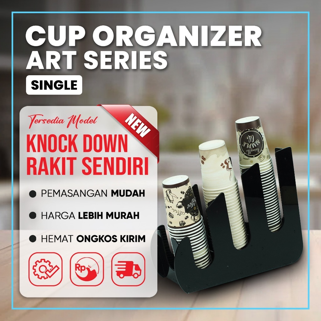 Rak Paper Cup Akrilik/ Rak Cup Holder/ Rak Cup Organizer Art Series/ Rak Cup Organizer Multifungsi T