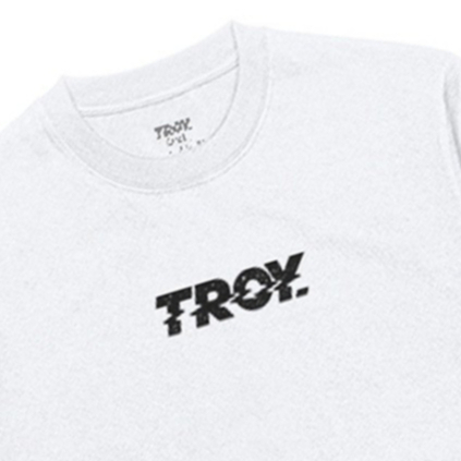 Troy Company T-Shirt White Italic Bold - Kaos Pria Lengan Pendek Putih MTD 1779