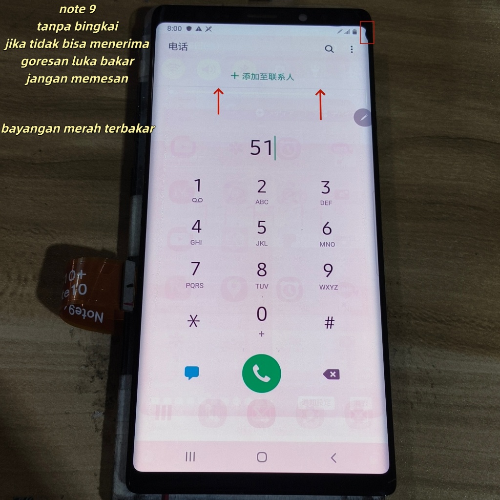 6.4 '' Super AMOLED note9 untuk Samsung Galaxy Note 9 N960 Display Layar Digitizer Dengan Cacat