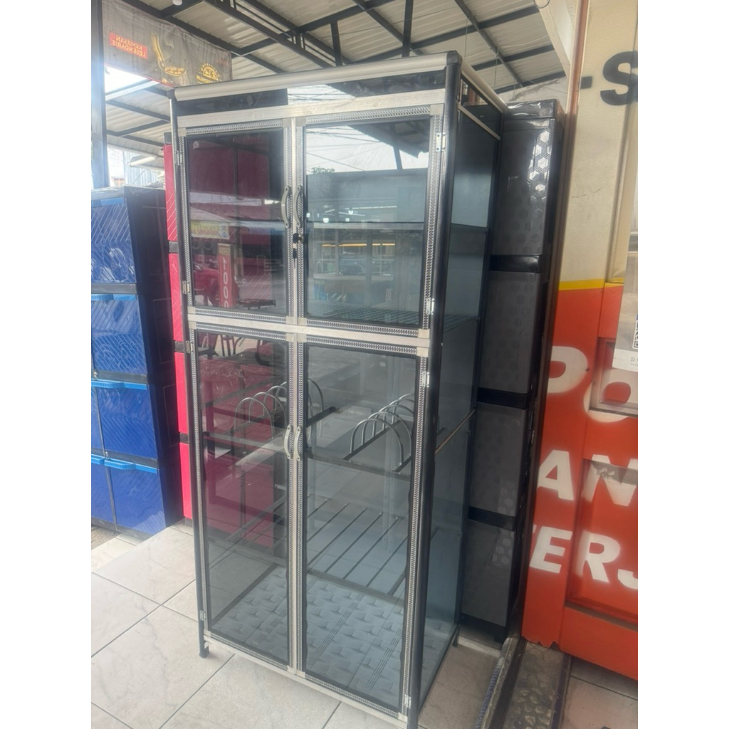 Lemari Kabinet Rak Piring Tempahan 2 Pintu Kunci Jumbo