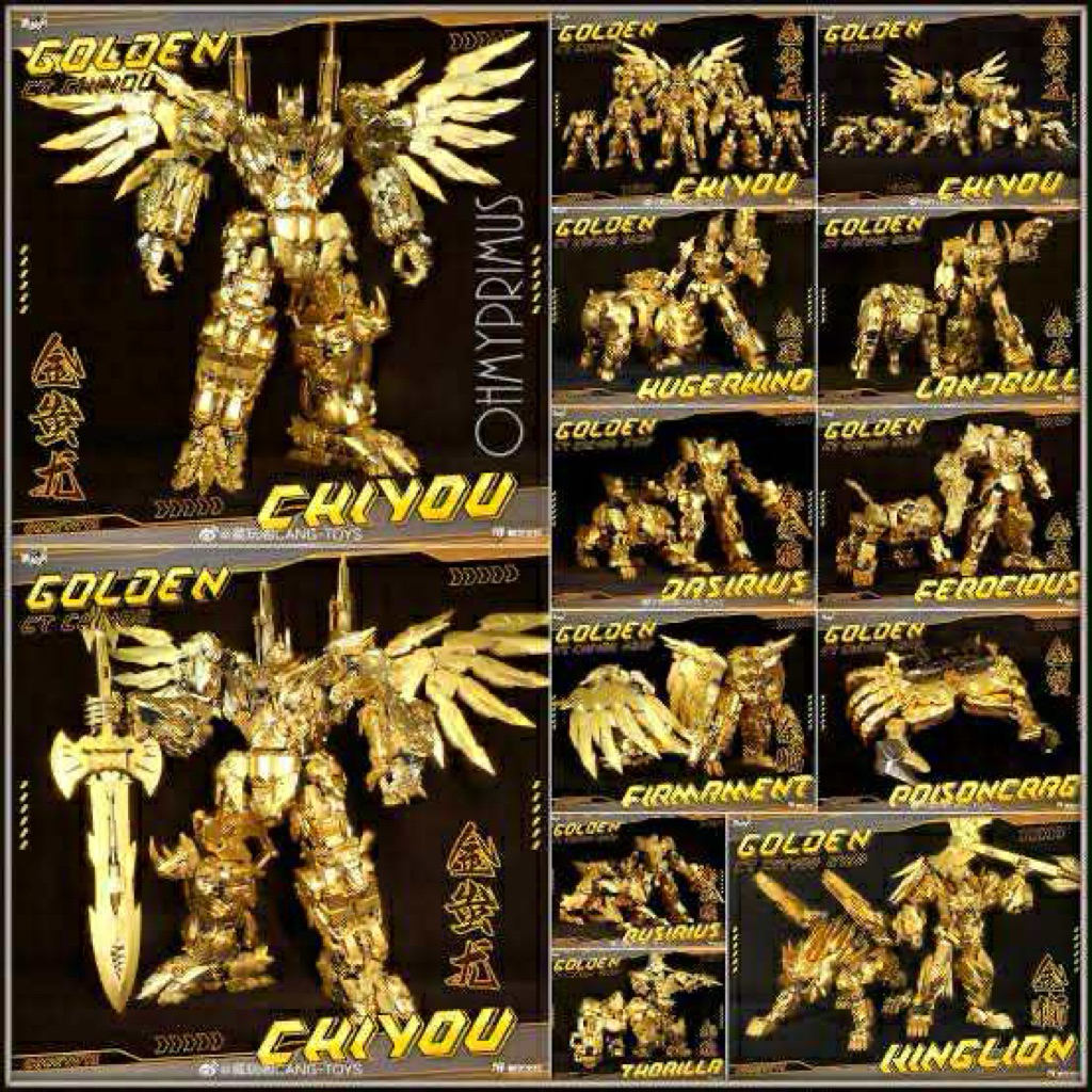Cangtoys ct chiyou predaking set gold version combiner  Kondisi misb dus coklat