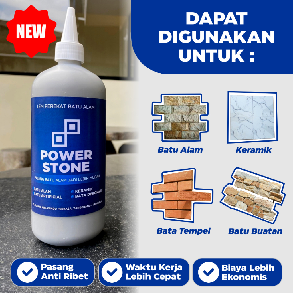 POWER STONE 600gr - LEM PEREKAT BATU ALAM - KERAMIK - BATA TEMPEL - BATU BUATAN