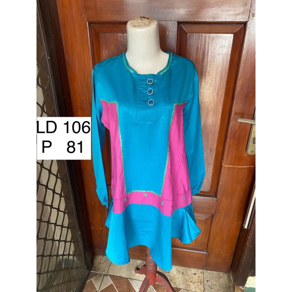 Atasan Wanita Muslimah Tangan Karet Two Tone Blouse