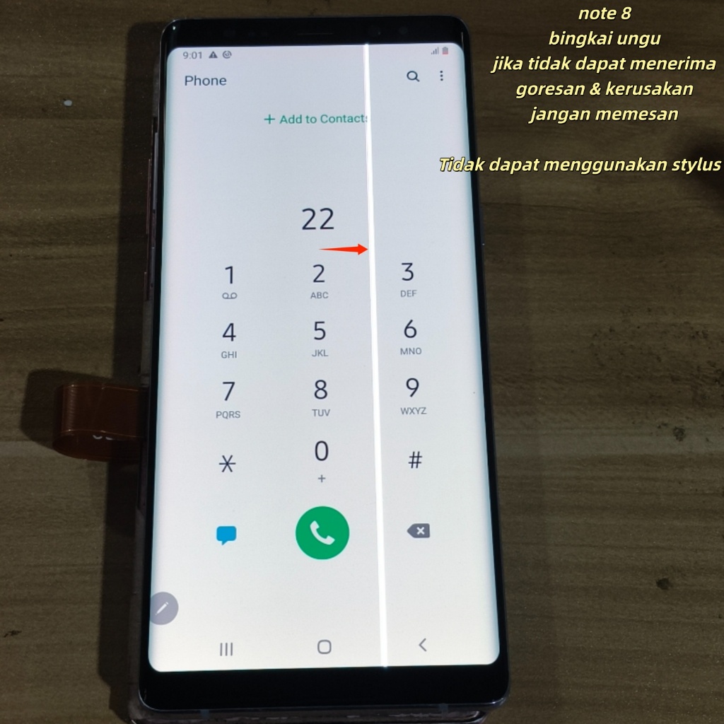 Layar LCD Rusak Untuk Samsung Note 8 N9500 ​​N9500F N9500U, Note8 Latihan LCD dengan Titik Hitam dan