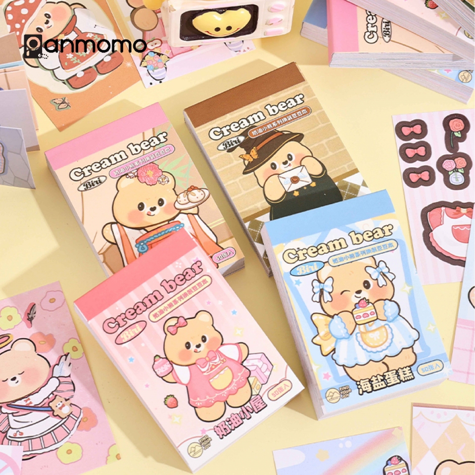 Mini Sticker Book Cream Bear Dress Up - Buku Stiker Beruang Mainan Anak DIY Bongkar Pasang Baju Mays