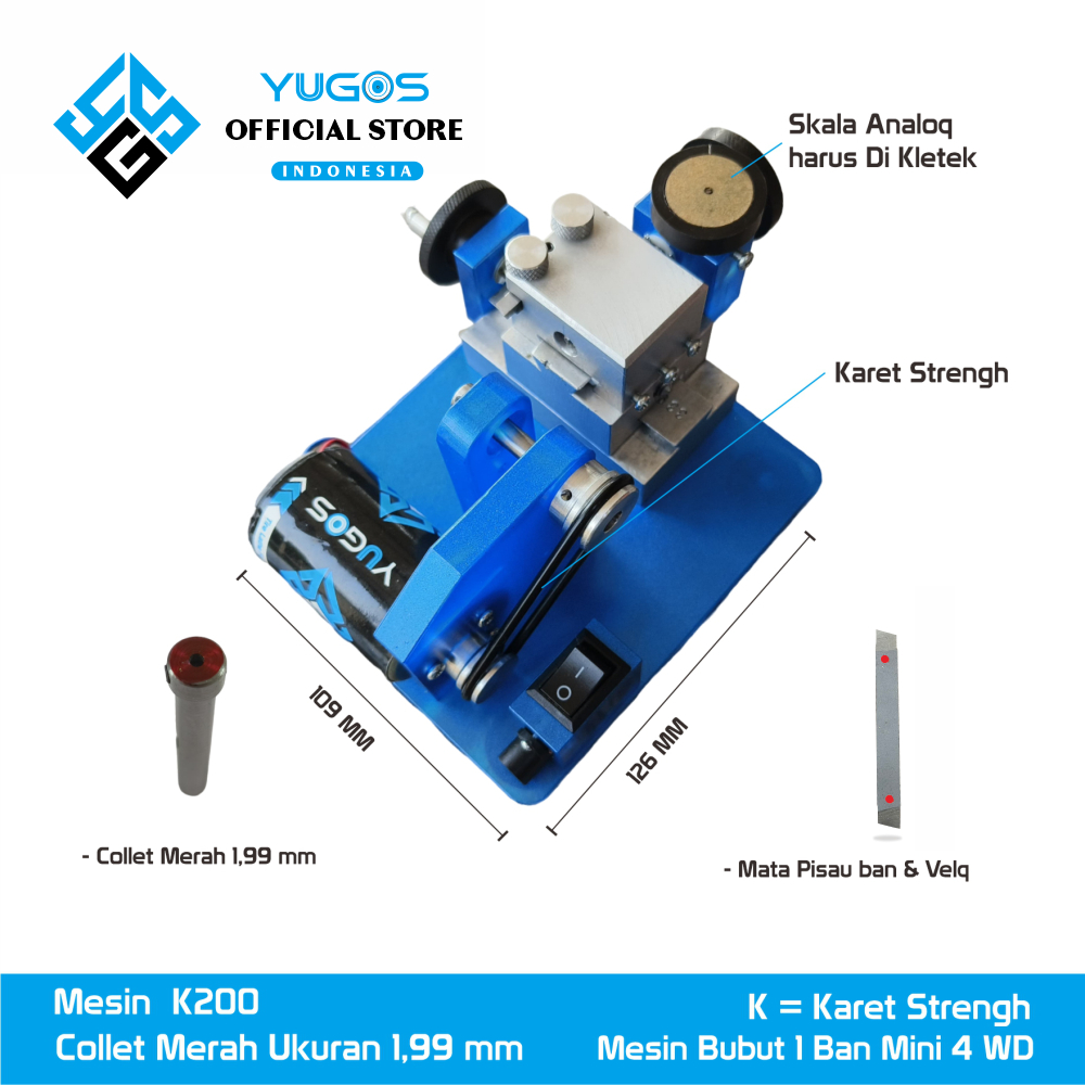 Mesin bubut mini 4 WD K200 YUGOS