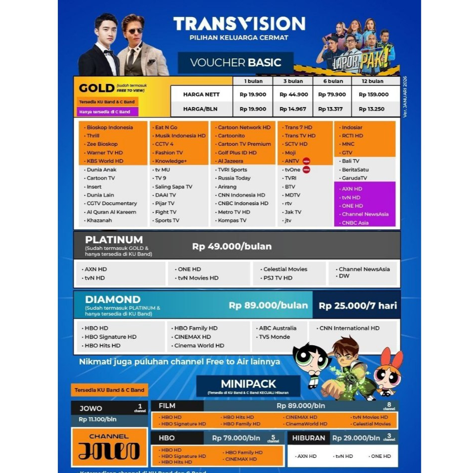 Paket Nusa Minipack Tanaka Nusantara HD Transvision Samsum HD Gold Hiburan Anak Kids