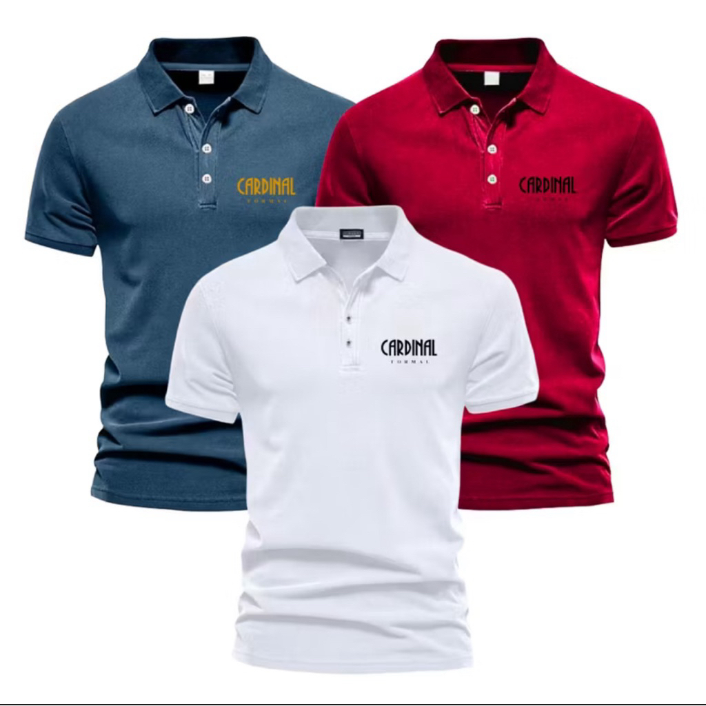 PAKET Isi 3 PCS [ Bisa COD ) Polo-Kaos Kerah Bahan Tebal Katun - Kaos Kerah Distro Cowok Cewek Brand