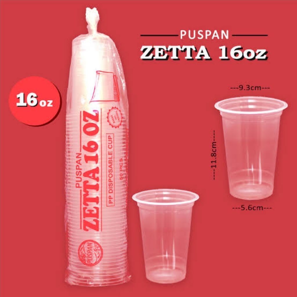 Cup Gelas Plastik Zetta 16 oz