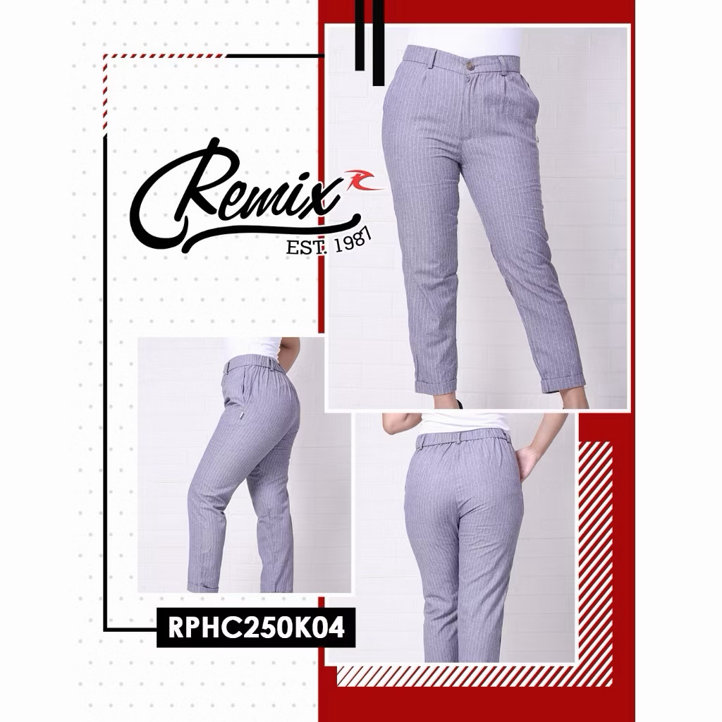 Celana stripe grey abu brand remix jeans