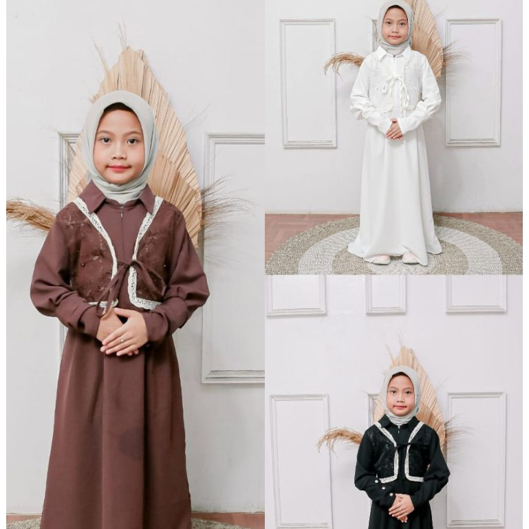 Gamis Muslim Rompi Anak Perempuan Remaja Terbaru Usia 2-10 Tahun Model Blezer Simple Lucu