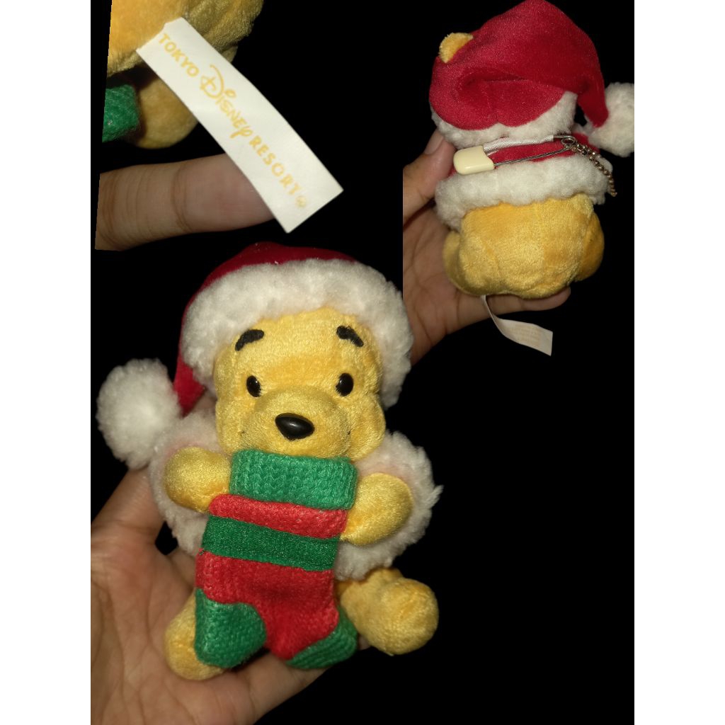 Boneka Kecil Pin Winnie the pooh Christmast Tokyo Disney Resort Pooh kaos kaki