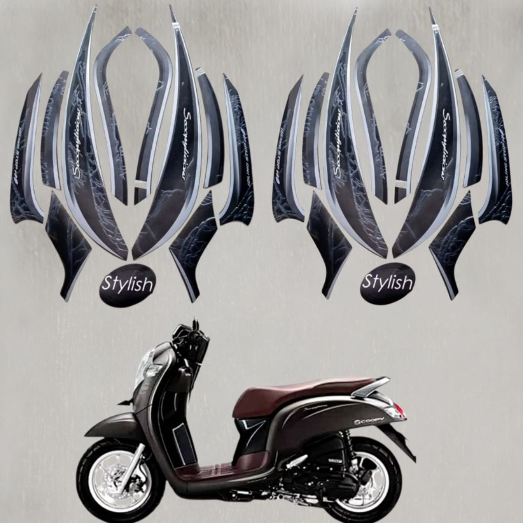 Stiker List Body Motor Honda Scoopy Fi Stylish Matte Brown 2018