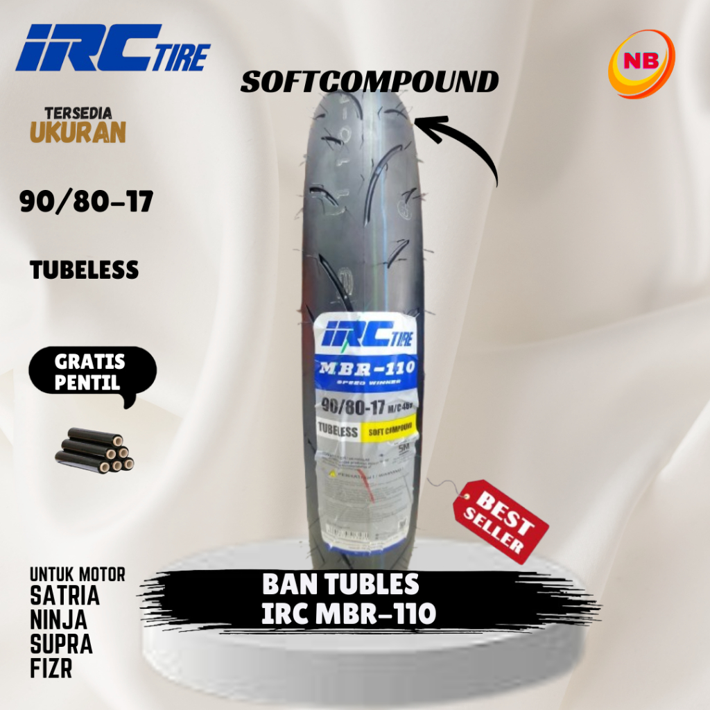 Ban Tubles Motor R15 Cbr150 // Ban IRC MBR-110 90/80-17 // Ban Tubeless