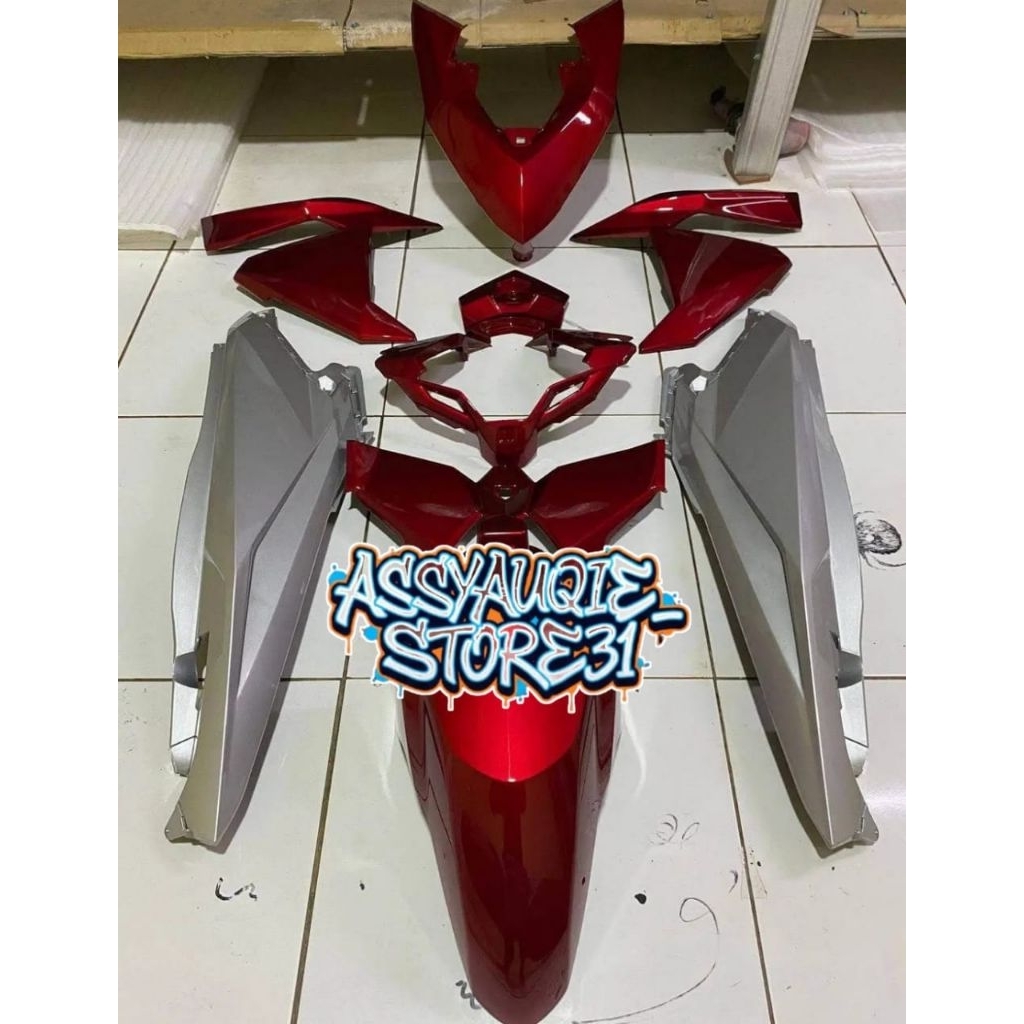 Full Set Body Halus Honda Vario 125/150 Led Old Vietnam Style Merah Candy + Silver