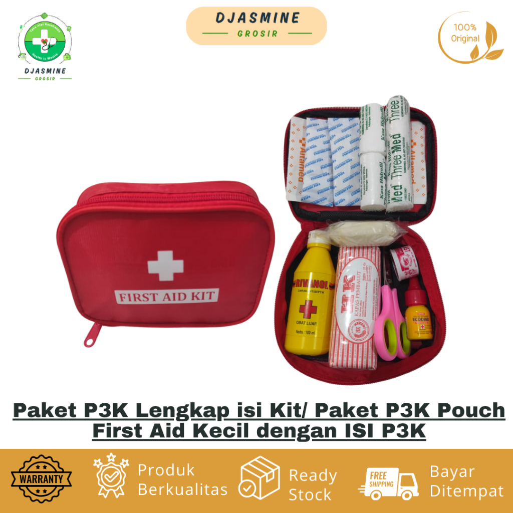 Paket P3K Lengkap isi Kit/ Paket P3K Pouch First Aid Dompet Kecil dengan ISI P3K/ P3K Mobil