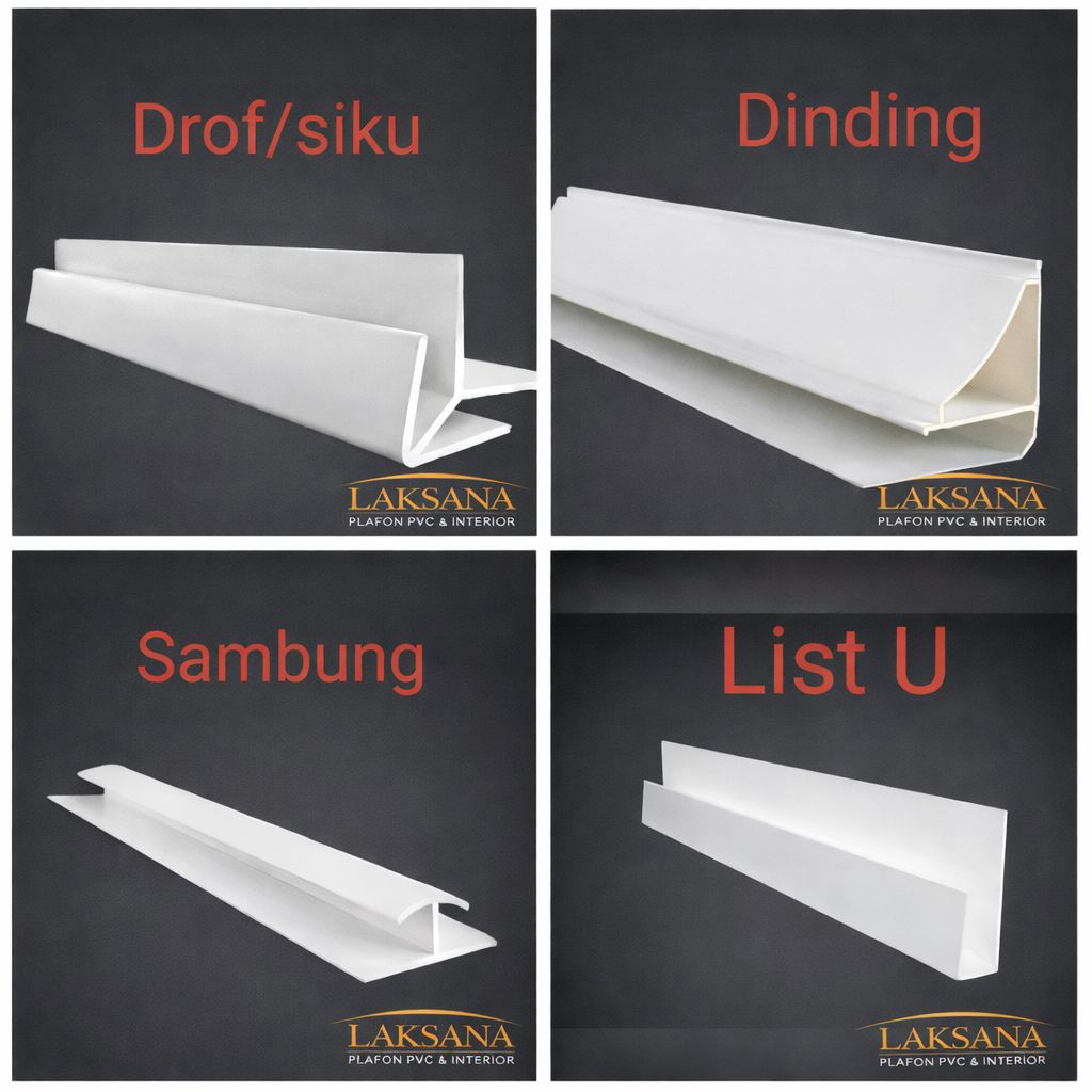 Lis Plafon PVC Panjang 4 Meter per Batang untuk Lis Samping Siku Sudut Sambung Penutup Dinding